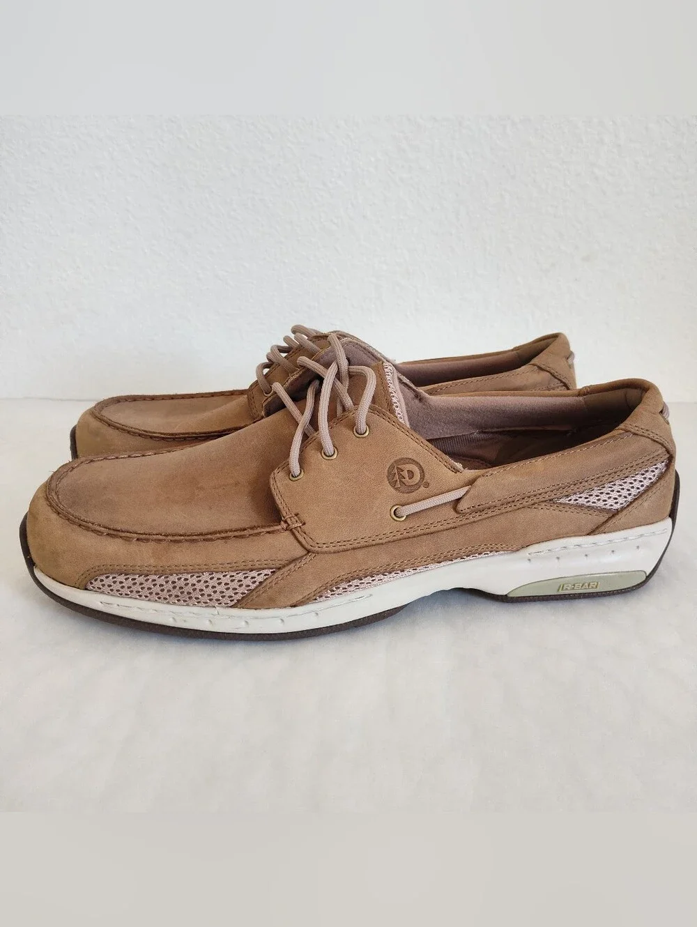 Dunham Captain Mesh Leather Men's 12 4E Tan Laced Boat Shoe MCN410TN